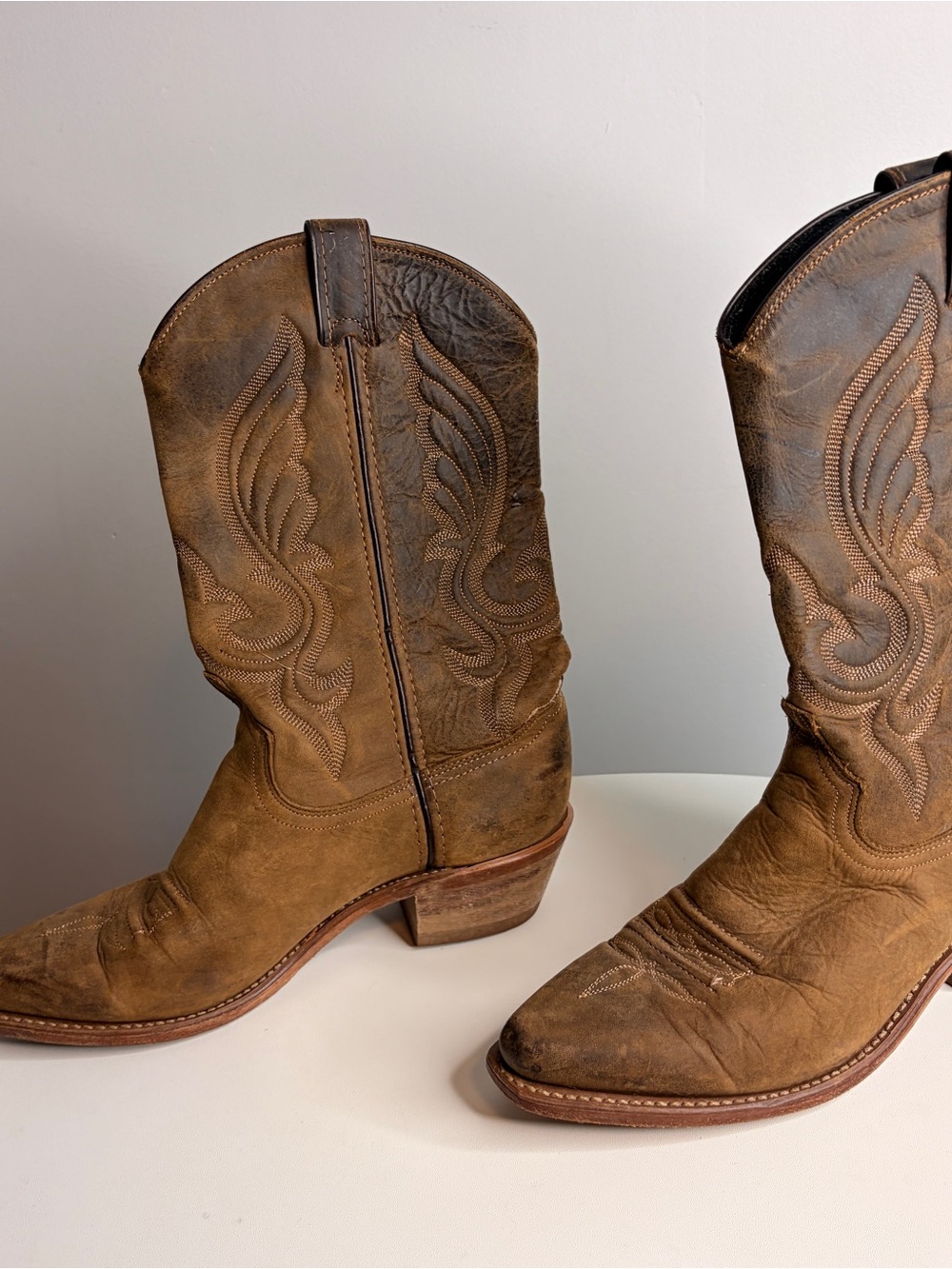 Abilene Boots Classic Brown Leather Cowboy Boots Womens 8 - Picture 5 of 10
